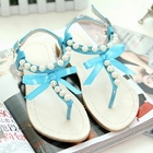 Grace Candy - Bow-Accent Beaded Thong Sandals