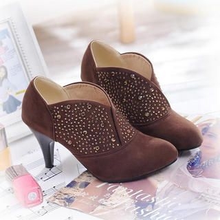 Faux-Suede Studded Shoe Boots Faux-Suede Studded Shoe Boots