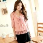 Tokyo Fashion - 3/4-Sleeve Tie-Front Chiffon Blouse