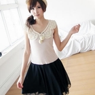 BAIMM - Mock Two-Piece Striped Chiffon Dress