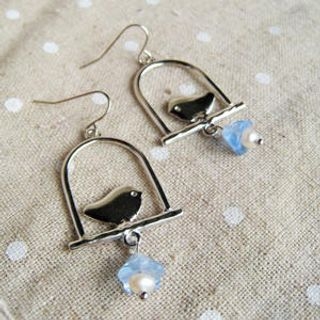 Silver Bird Cage Earrings