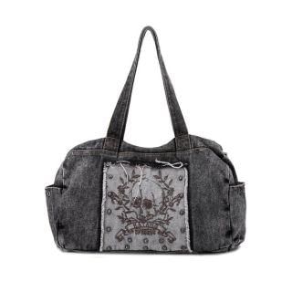 Studded Embroidered Washed Shoulder Bag Studded Embroidered Washed Shoulder Bag