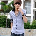 MR.ZERO - Contrast-Trim Long-Sleeve Shirt