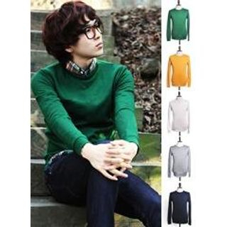 Roundneck Wool Blend Knit Top