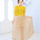 Manna - Elastic-Waist Pleated Floral Maxi Skirt