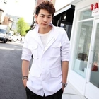 VINTAGE BROTHERS - Funnel-Neck Tap-Sleeve Linen Jacket