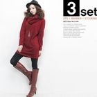 Beccgirl - Set: Dolman Sleeve Knit Dress + Circle Scarf 