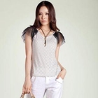 O.SA - Mesh-Sleeve Dotted Top