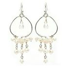 Keleo - Silver clear quartz, pearl earrings