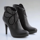 Moonbasa - Genuine Leather Rhinestone Ankle Boots