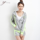 yeomong - Set: Contrast-Trim Hoodie + Elastic-Waist Shorts