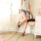 Tokyo Fashion - Lace-Trim Washed Denim Shorts