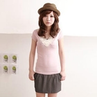 ZOO - Short-Sleeve Lace-Collar Top