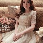 Little Paw - Short-Sleeve Button-Front Lace Dress