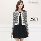 Stylementor - Set: Striped Cardigan + Gathered-Waist Dress