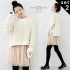 lovemark - Set: Nubby Knit Sweater + Layered Tulle Skirt