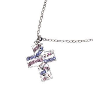 Classic Cross with Crystals Pendant (Blue and Purple) Classic Cross with Crystals Pendant (Blue and Purple)