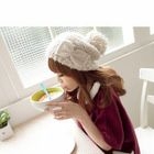 Tokyo Fashion - Beaded-Bow Pompom-Accent Beanie