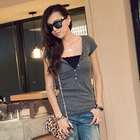 PUFFY - Buttoned Short Sleeve Henley