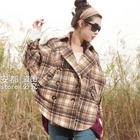 Ando Store - Double-Breasted Plaid Cape Jacket
