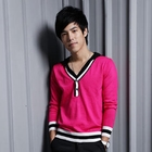 MR.PARK - Inset Hoodie Contrast-Trim Knit Top