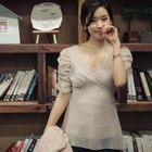 VIVIDRESS - Shirred Sleeve Chiffon Top