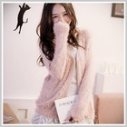 Clair Beauty - Chain-Trim Faux-Fur Cardigan