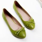 Smoothie - Genuine Leather Bow-Accent Flats