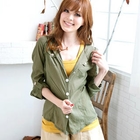 Tokyo Fashion - Tab-Sleeve Hooded Buttoned Top