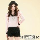 SPICY HOLIC - Contrast-Trim Chiffon Shirt