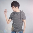 Sha 2 Shop - Hooded Drawstring Striped Top