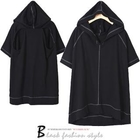 SUGAR BLACK - Loose-Fit Hooded Top