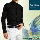 Purplow - Fly Front Solid Shirt in Black