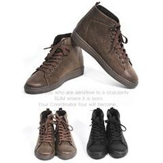 Faux-Leather High-Top Sneakers