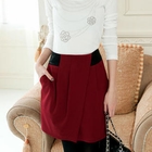 Tokyo Fashion - Contrast-Yoke Pleated Wrap Skirt
