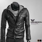 DANGOON - Faux-Leather Jacket with Detachable Hood