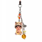 Atelier - Yellow Crystal Mobile Strap with Animal MCC Pig Monchhichi Atelier - Yellow Crystal Mobile Strap with Animal MCC Pig Monchhichi