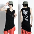 Rememberclick - Rhinestone Skull Shirred Tank Top