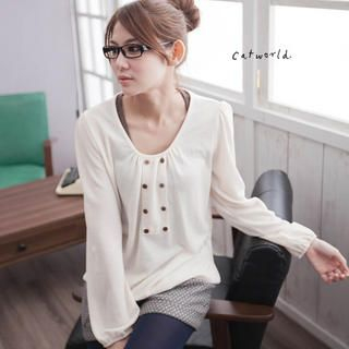 Button-Detail Knit Top