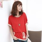 59 Seconds - Crochet-Hem Oversized Top with String