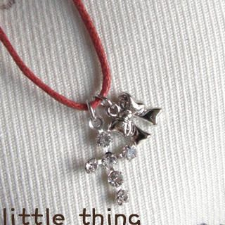 Silver Cross Ribbon Short Necklace