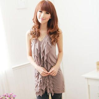 Ruffled-Front V-Neck Sleeveless Top Ruffled-Front V-Neck Sleeveless Top