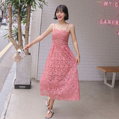WITH IPUN - Spaghetti-Strap Lace Long Dress WITH IPUN - Spaghetti-Strap Lace Long Dress