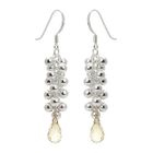 Keleo - Silver, lemon quartz earrings