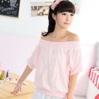 59 Seconds - Smocked Neckline Peasant Blouse