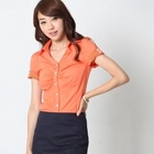 STYLEKELLY - Polka Dot Trim Blouse