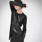 deepstyle - Faux Leather Panel Shirt