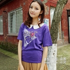 Ando Store - Contrast-Collar Girl Print Top