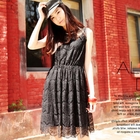Ando Store - Set: Sleeveless Lace Dress + Slipdress
