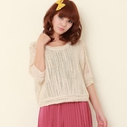 ZOO - Elbow-Sleeve Open-Knit Top
